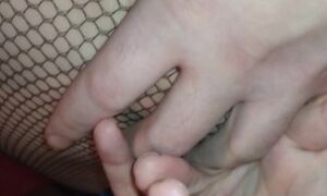 Fishnet Handcuffed, Finger in Ass and Creampie For StepSis