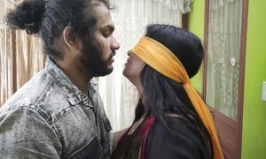 BDSM both hand tied and blindfolded in saree by vaishnavy and Sharun Raj, Mallu couple hot bdsm ass and boobs kiss romance