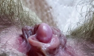 Extreme Closeup Weird Huge Clit Orgasm pov hairy pussy