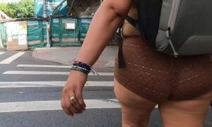 Wife in see through booty shorts walking in public