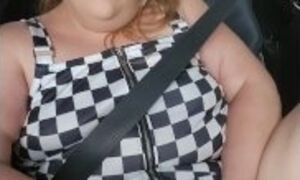 Public car riding bbw tit flash lovense vibrator on fat pussy